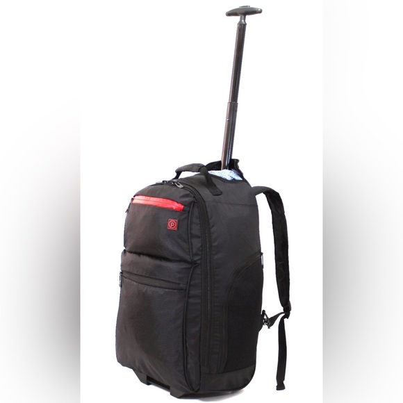 Protege 22" Black Rolling Backpack with Telescopic Handle - Picture 2 of 7
